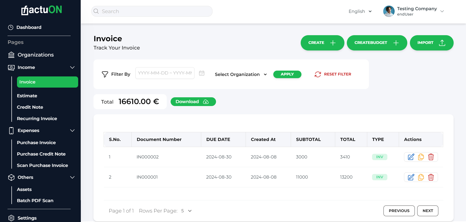 Invoice Tracking